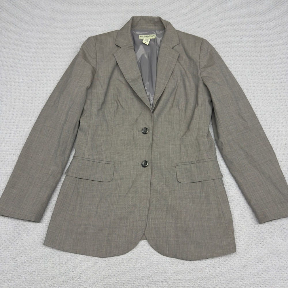 Banana Republic Blazer Womens 8 Gray Wool Blend Two Button Jacket Career Preppy